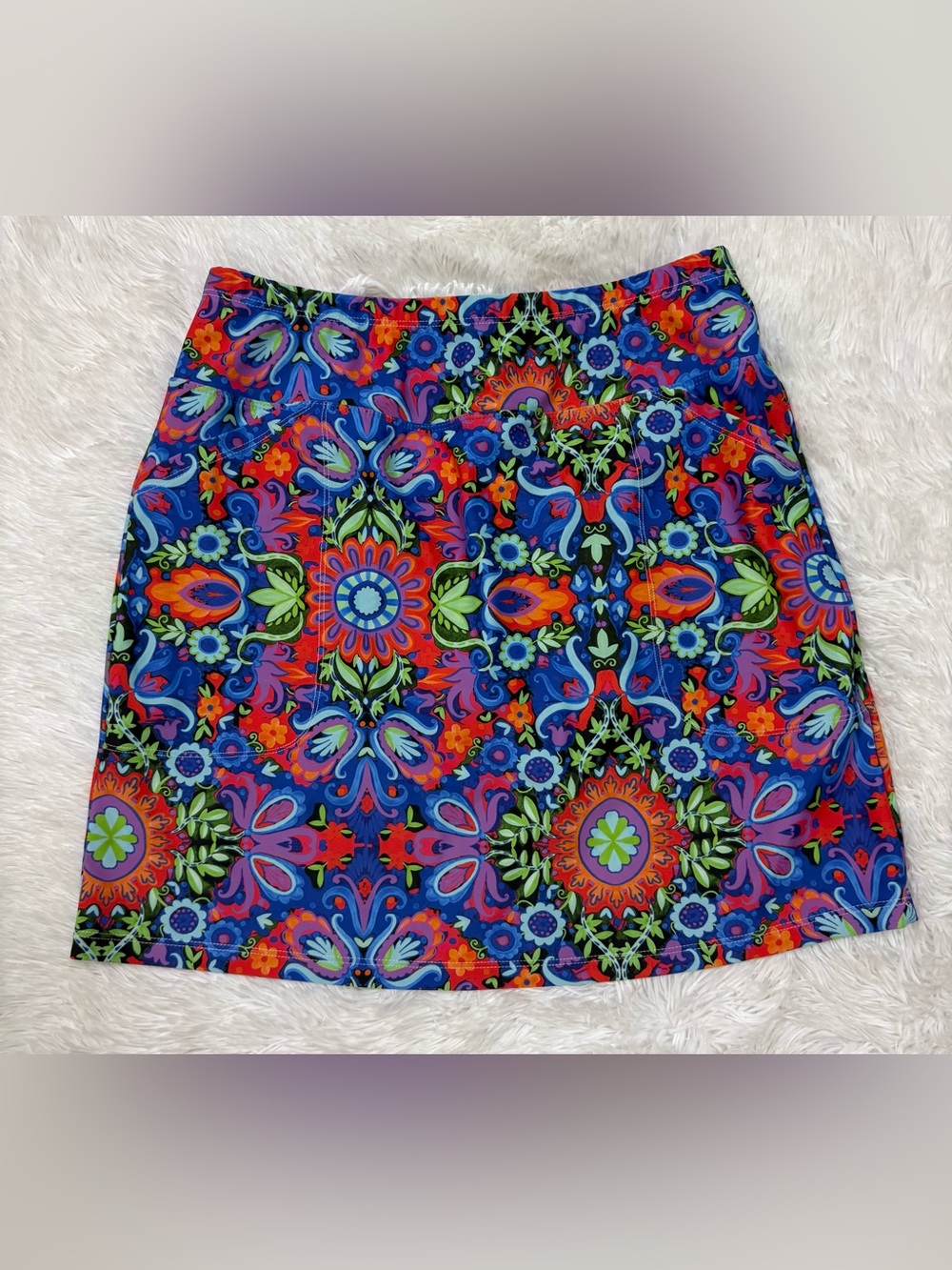 Skinz Vibrant Blue Multicolor Floral Print Women's Skirt